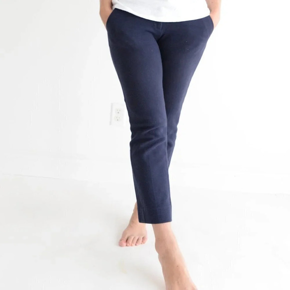 Tory Burch Navy Straight Leg Crop Pants Size 4 - Picture 1 of 16